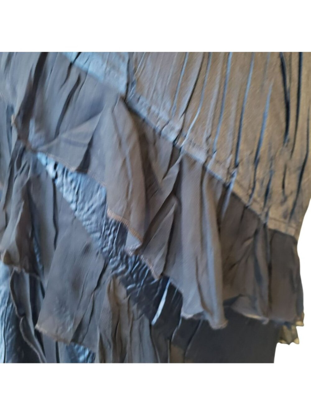 Komarov Blue Sleeveless Maxi Dress Rosette Asymmetrical Ruffles 90s Whimsigoth - Picture 11 of 16